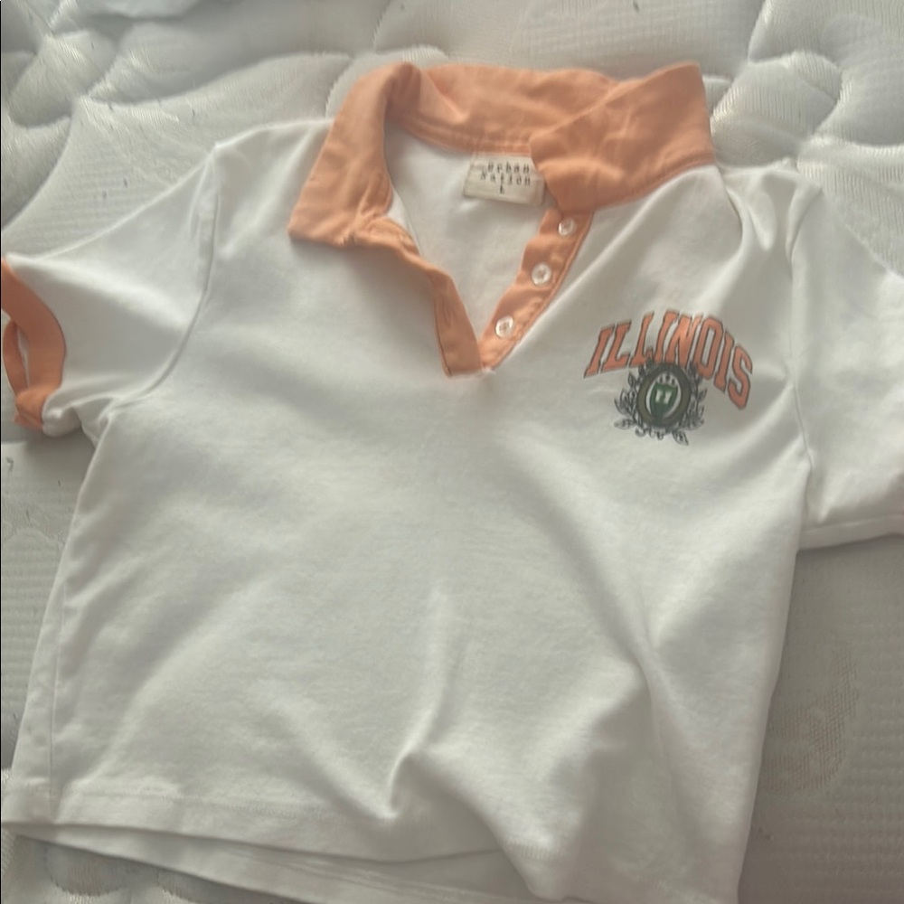 White and Orange Crop Top with Sporty Style